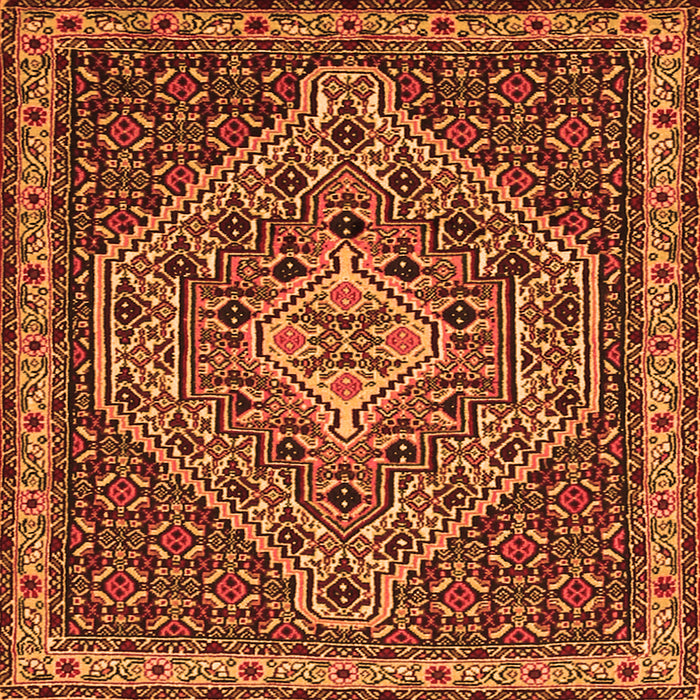 Round Machine Washable Persian Orange Traditional Area Rugs, wshtr2172org