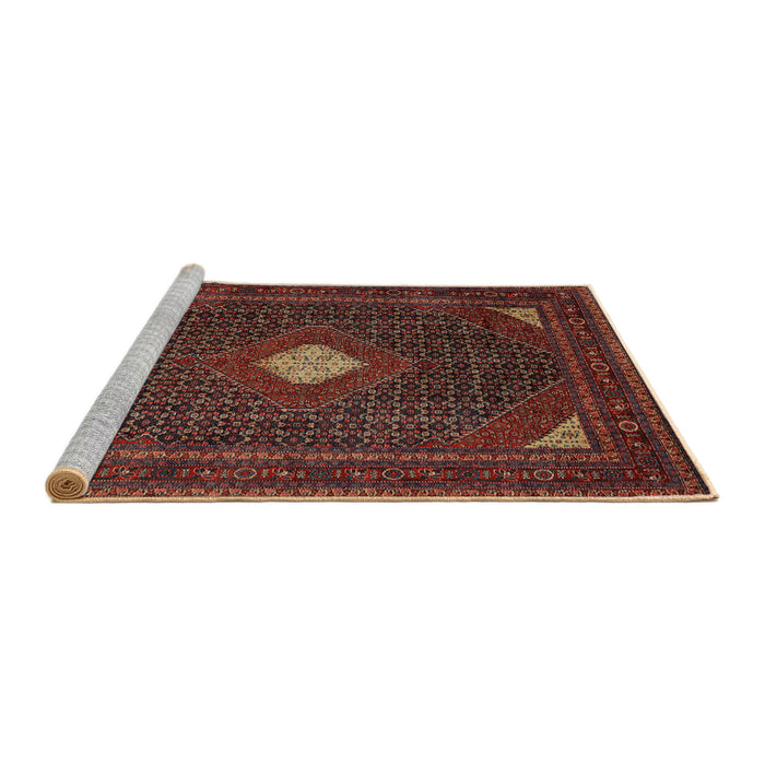 Sideview of Machine Washable Traditional Saffron Red Rug, wshtr2173