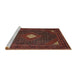 Sideview of Machine Washable Traditional Saffron Red Rug, wshtr2173