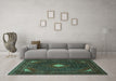 Machine Washable Persian Turquoise Traditional Area Rugs in a Living Room,, wshtr2173turq