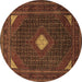 Round Persian Brown Traditional Rug, tr2173brn