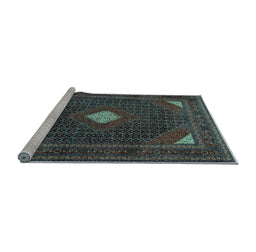 Sideview of Machine Washable Persian Light Blue Traditional Rug, wshtr2173lblu