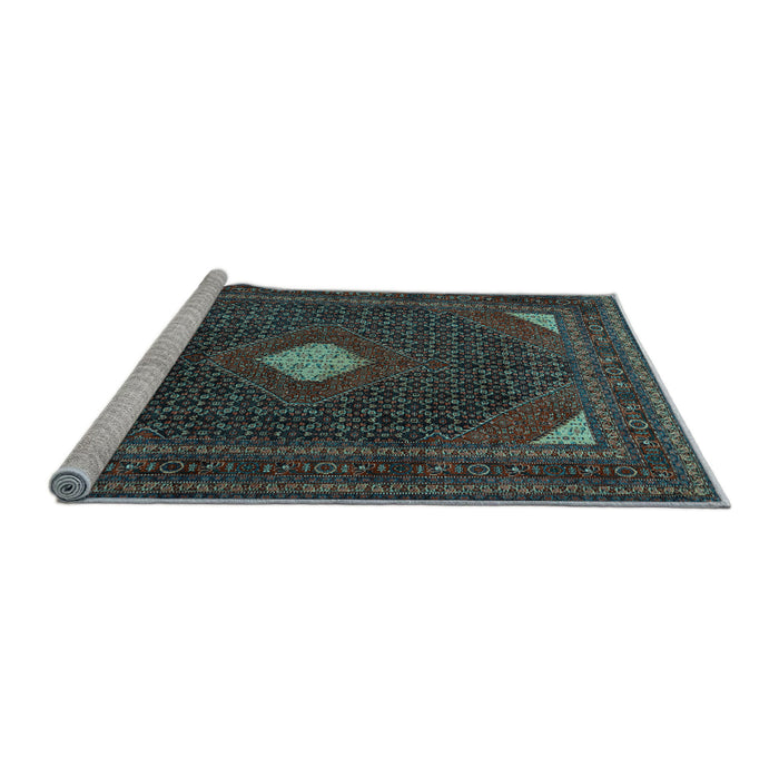 Sideview of Machine Washable Persian Light Blue Traditional Rug, wshtr2173lblu