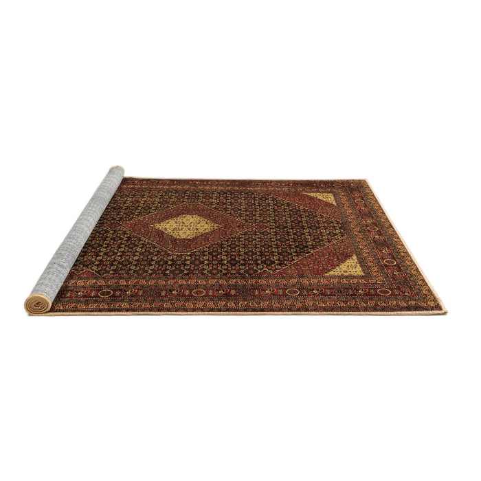 Sideview of Machine Washable Persian Brown Traditional Rug, wshtr2173brn