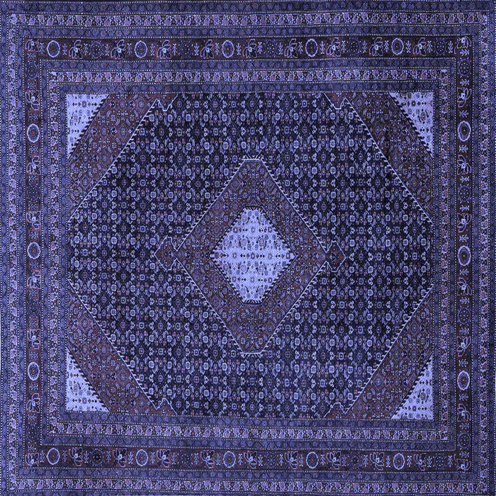 Square Machine Washable Persian Blue Traditional Rug, wshtr2173blu