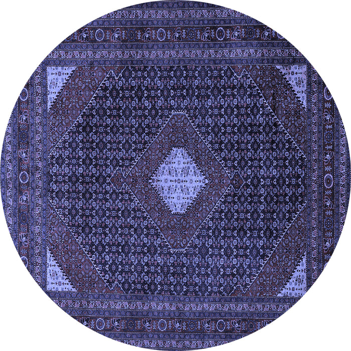 Round Machine Washable Persian Blue Traditional Rug, wshtr2173blu