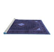 Sideview of Machine Washable Persian Blue Traditional Rug, wshtr2173blu