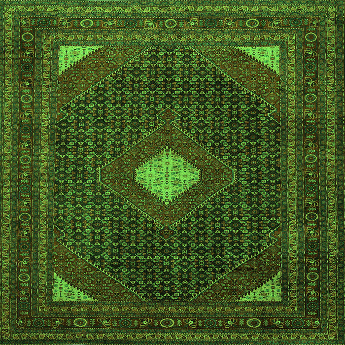 Round Machine Washable Persian Green Traditional Area Rugs, wshtr2173grn