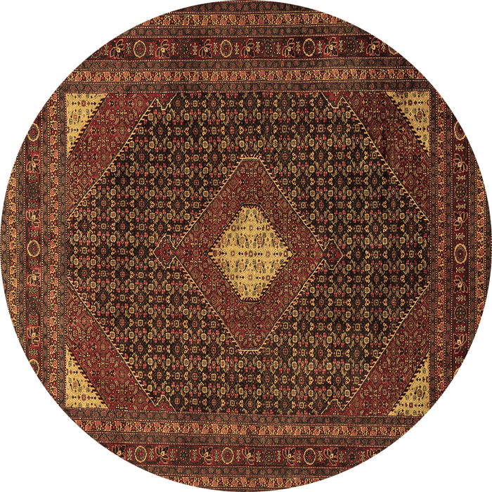 Round Machine Washable Persian Brown Traditional Rug, wshtr2173brn