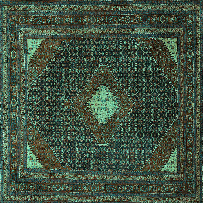 Square Machine Washable Persian Turquoise Traditional Area Rugs, wshtr2173turq