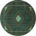 Round Persian Turquoise Traditional Rug, tr2173turq