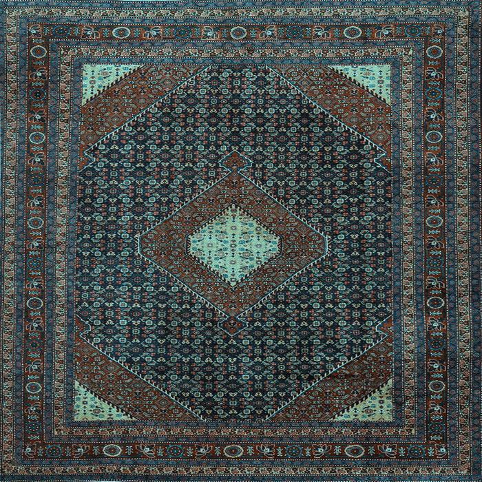 Square Machine Washable Persian Light Blue Traditional Rug, wshtr2173lblu