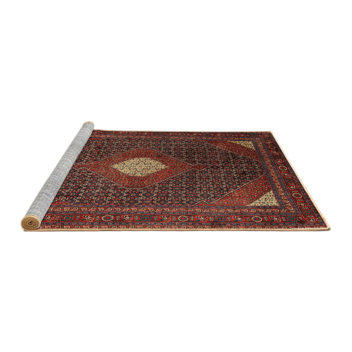 Sideview of Machine Washable Traditional Saffron Red Rug, wshtr2174