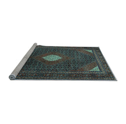 Sideview of Machine Washable Persian Light Blue Traditional Rug, wshtr2174lblu