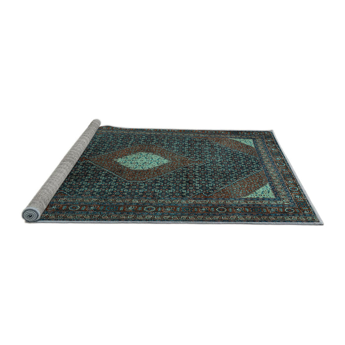 Sideview of Machine Washable Persian Light Blue Traditional Rug, wshtr2174lblu