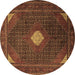 Round Persian Brown Traditional Rug, tr2174brn