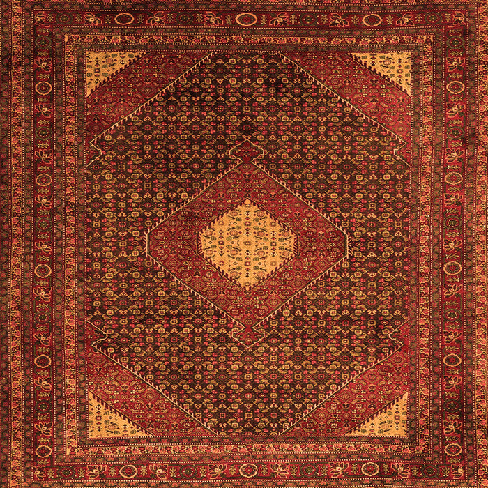 Round Machine Washable Persian Orange Traditional Area Rugs, wshtr2174org