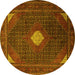 Round Persian Yellow Traditional Rug, tr2174yw