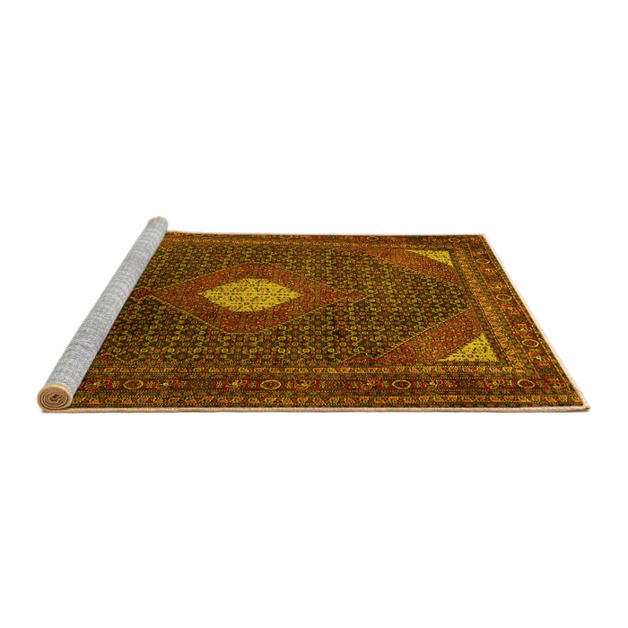 Sideview of Machine Washable Persian Yellow Traditional Rug, wshtr2174yw