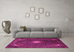 Machine Washable Persian Pink Traditional Rug in a Living Room, wshtr2174pnk