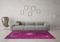 Machine Washable Persian Pink Traditional Rug, wshtr2174pnk