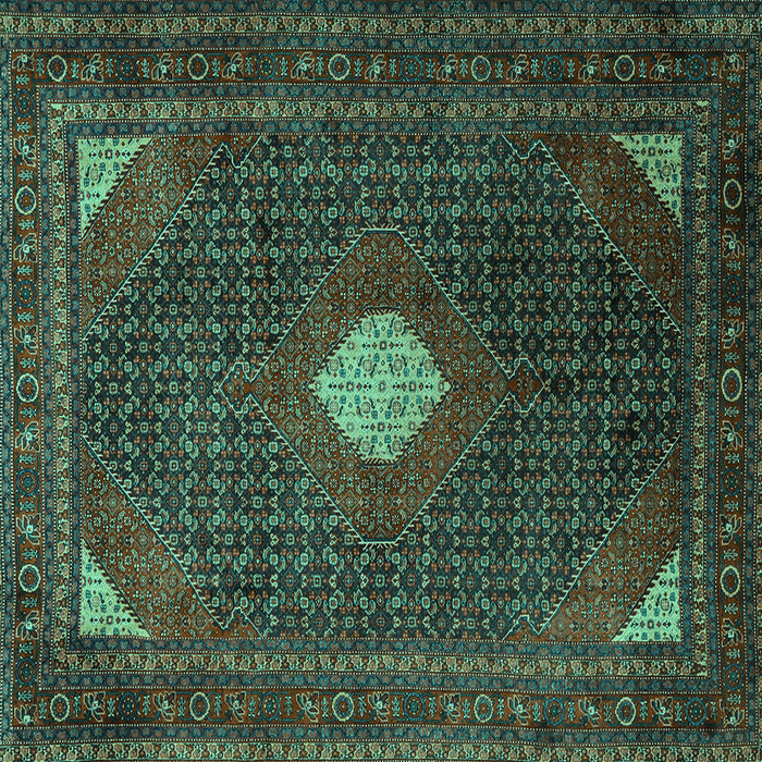 Square Machine Washable Persian Turquoise Traditional Area Rugs, wshtr2174turq