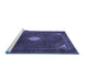 Sideview of Machine Washable Persian Blue Traditional Rug, wshtr2174blu