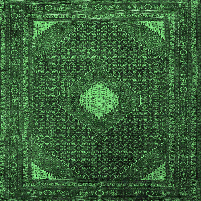 Square Machine Washable Persian Emerald Green Traditional Area Rugs, wshtr2174emgrn
