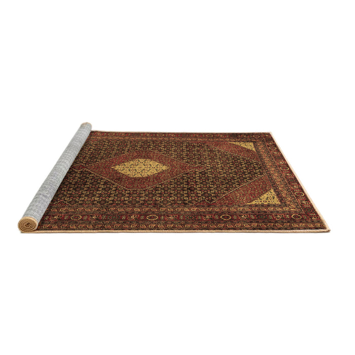 Sideview of Machine Washable Persian Brown Traditional Rug, wshtr2174brn