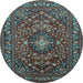 Round Persian Light Blue Traditional Rug, tr2175lblu