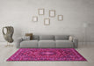 Machine Washable Persian Pink Traditional Rug in a Living Room, wshtr2175pnk