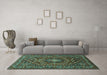 Machine Washable Persian Turquoise Traditional Area Rugs in a Living Room,, wshtr2175turq