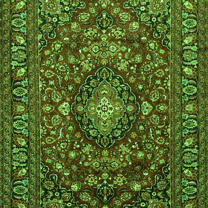 Serging Thickness of Machine Washable Persian Green Traditional Area Rugs, wshtr2175grn