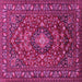 Square Machine Washable Persian Pink Traditional Rug, wshtr2175pnk