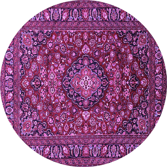 Round Machine Washable Persian Purple Traditional Area Rugs, wshtr2175pur