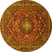 Round Machine Washable Persian Yellow Traditional Rug, wshtr2175yw