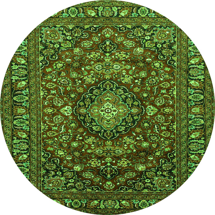 Square Persian Green Traditional Rug, tr2175grn