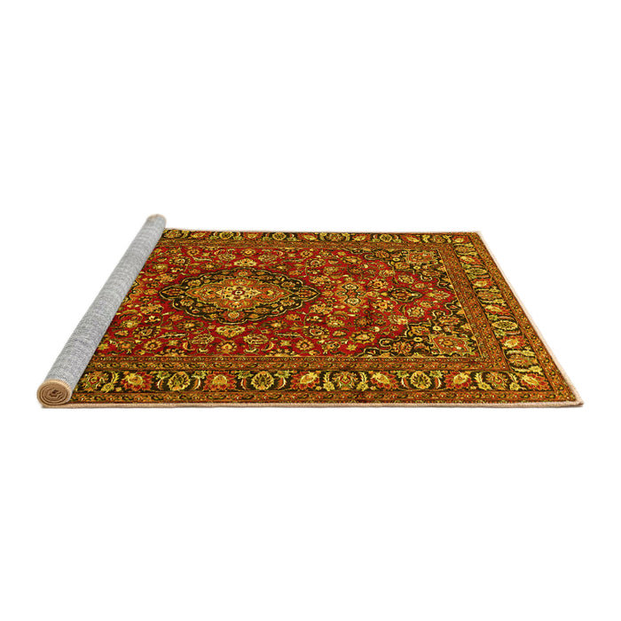 Sideview of Machine Washable Persian Yellow Traditional Rug, wshtr2175yw