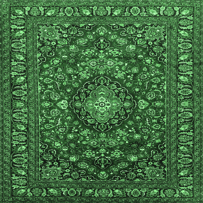 Square Machine Washable Persian Emerald Green Traditional Area Rugs, wshtr2175emgrn