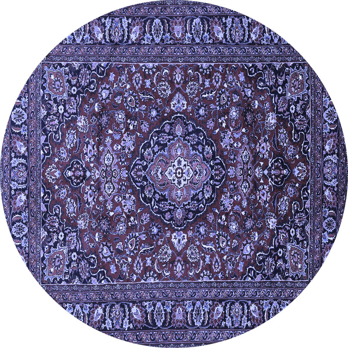 Round Machine Washable Persian Blue Traditional Rug, wshtr2175blu