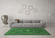 Machine Washable Persian Emerald Green Traditional Area Rugs in a Living Room,, wshtr2175emgrn