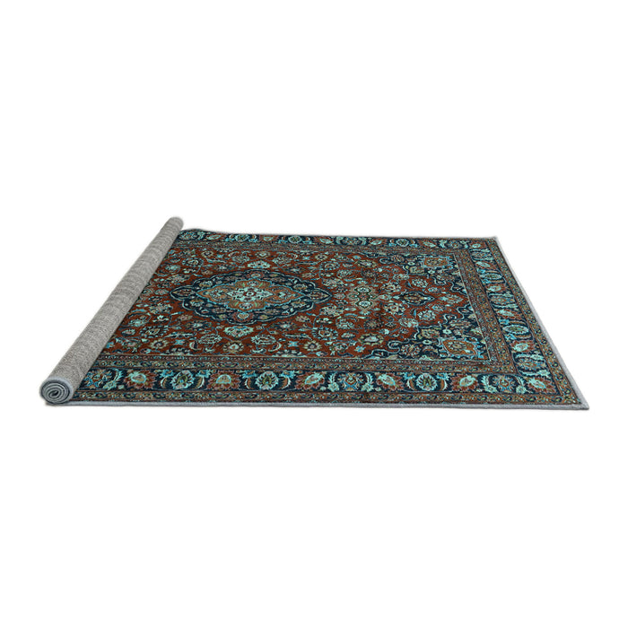 Sideview of Machine Washable Persian Light Blue Traditional Rug, wshtr2175lblu