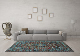 Machine Washable Persian Light Blue Traditional Rug in a Living Room, wshtr2175lblu