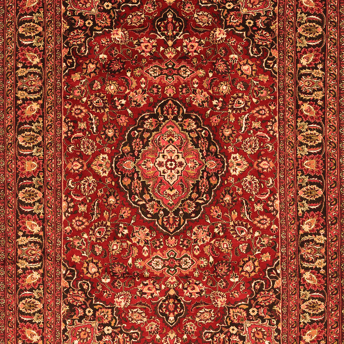 Serging Thickness of Machine Washable Persian Orange Traditional Area Rugs, wshtr2175org