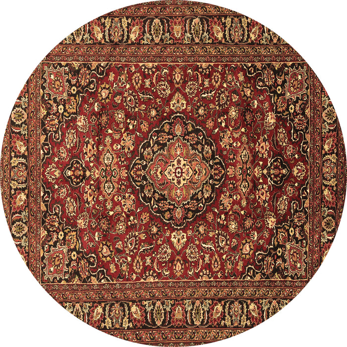 Round Persian Brown Traditional Rug, tr2175brn