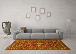Machine Washable Persian Yellow Traditional Rug in a Living Room, wshtr2175yw