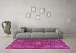 Machine Washable Persian Pink Traditional Rug in a Living Room, wshtr2176pnk