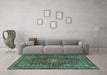 Machine Washable Persian Turquoise Traditional Area Rugs in a Living Room,, wshtr2176turq