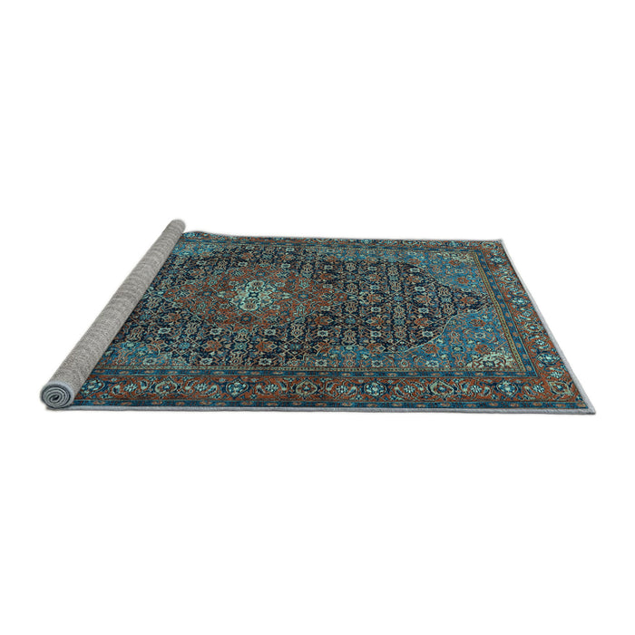 Sideview of Machine Washable Persian Light Blue Traditional Rug, wshtr2176lblu