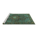 Sideview of Machine Washable Persian Turquoise Traditional Area Rugs, wshtr2176turq